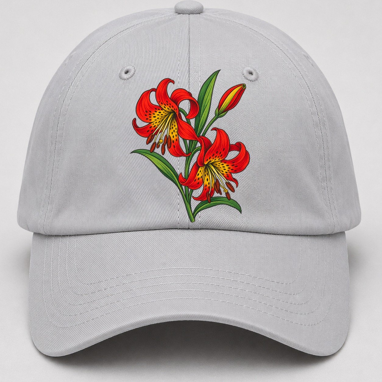 Saskatchewan Western Red Lily Canada Cultural Icons Baseball Cap – Light Gray