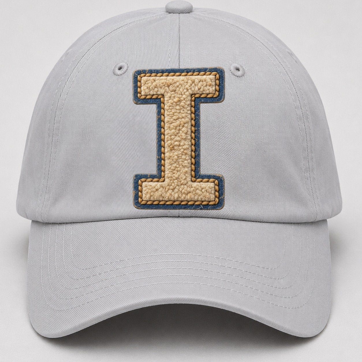 Varsity Chenille I Monogram Baseball Cap – Light Gray