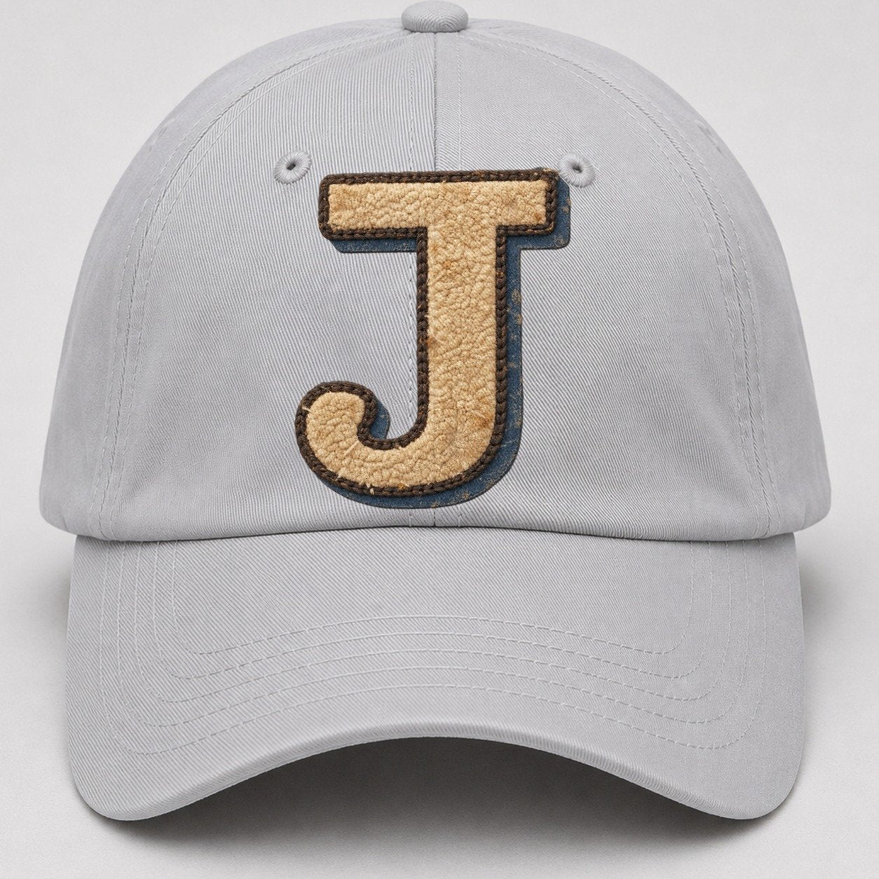 Varsity Chenille J Monogram Baseball Cap – Light Gray