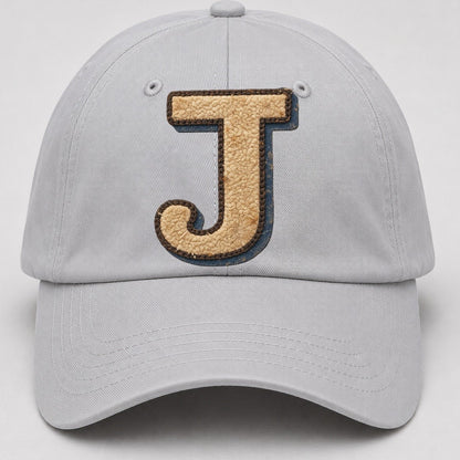 Varsity Chenille J Monogram Baseball Cap – Light Gray