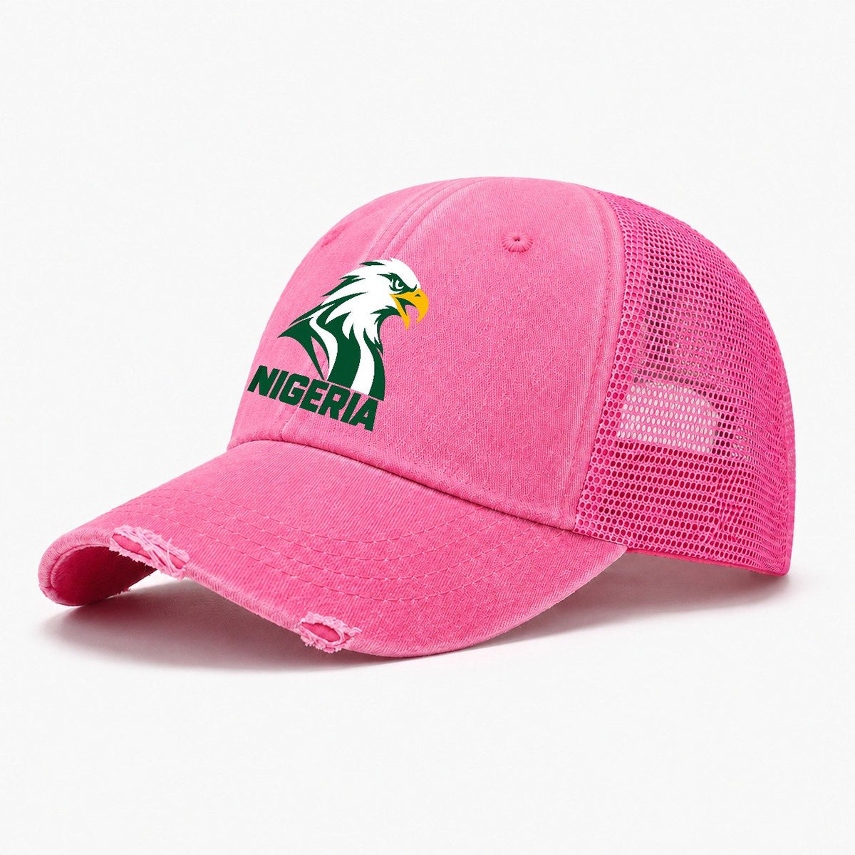 Nigeria Retro Badge Washed Trucker Hat – Rose