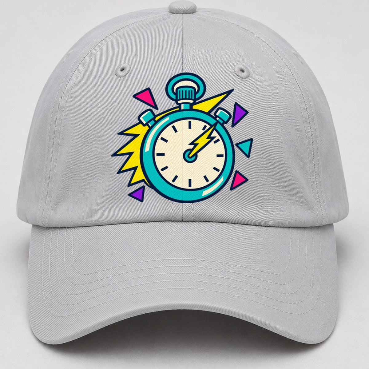 Lightning Stopwatch 90S Running Clubs Baseball Cap – Light Gray