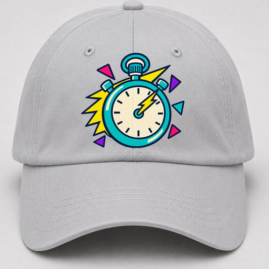Lightning Stopwatch 90S Running Clubs Baseball Cap – Light Gray