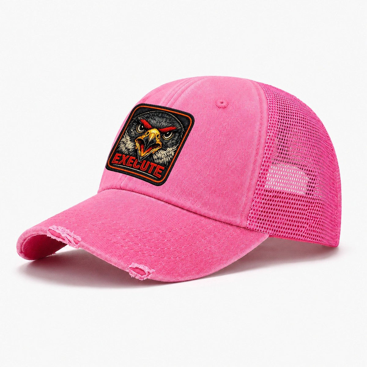 Falcon Execute Badge Washed Trucker Hat – Rose