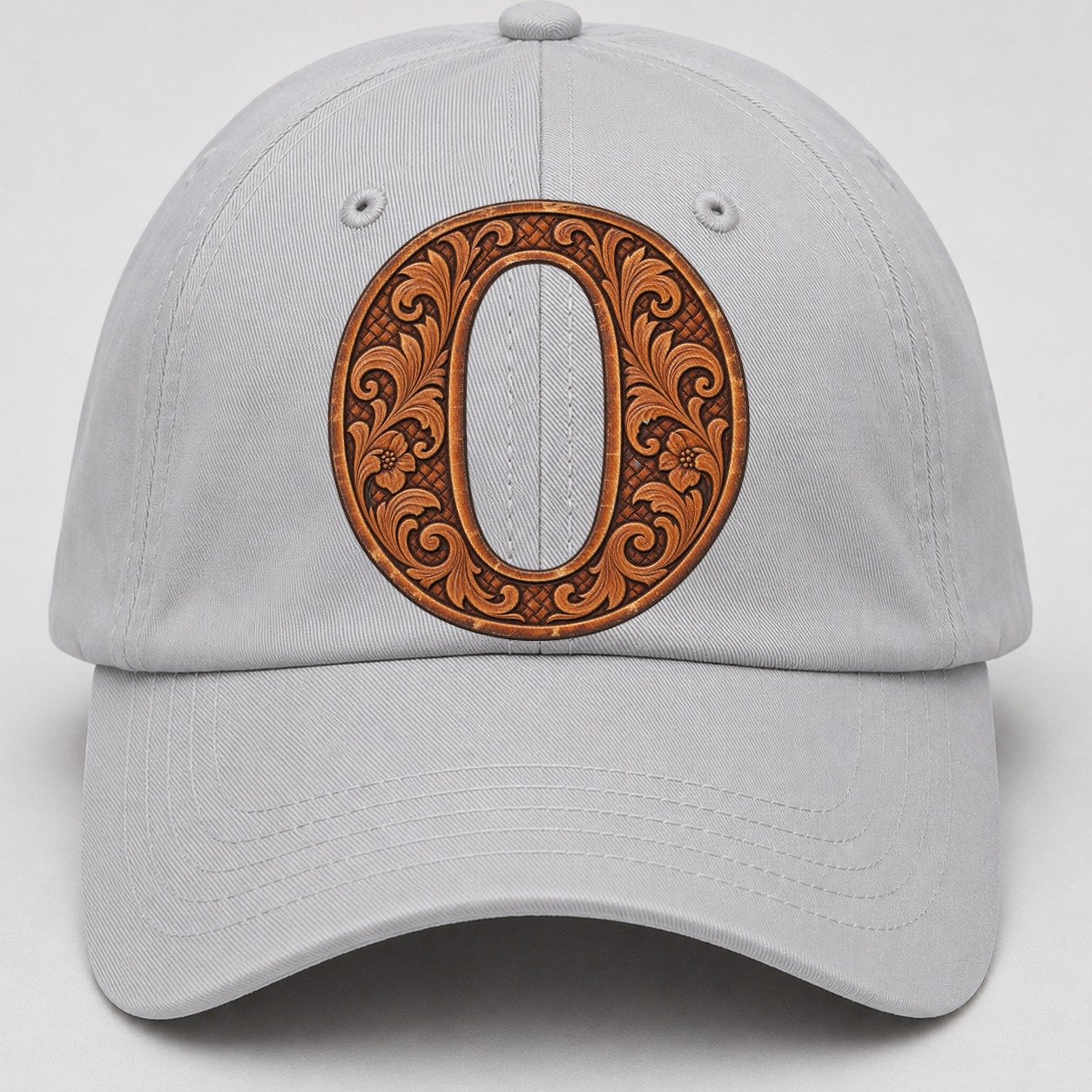 Tooled Leather O Monogram Baseball Cap – Light Gray