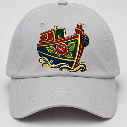 Canal Narrowboat Rose Painted Bow Uk Culture Heritage Baseball Cap – Light Gray