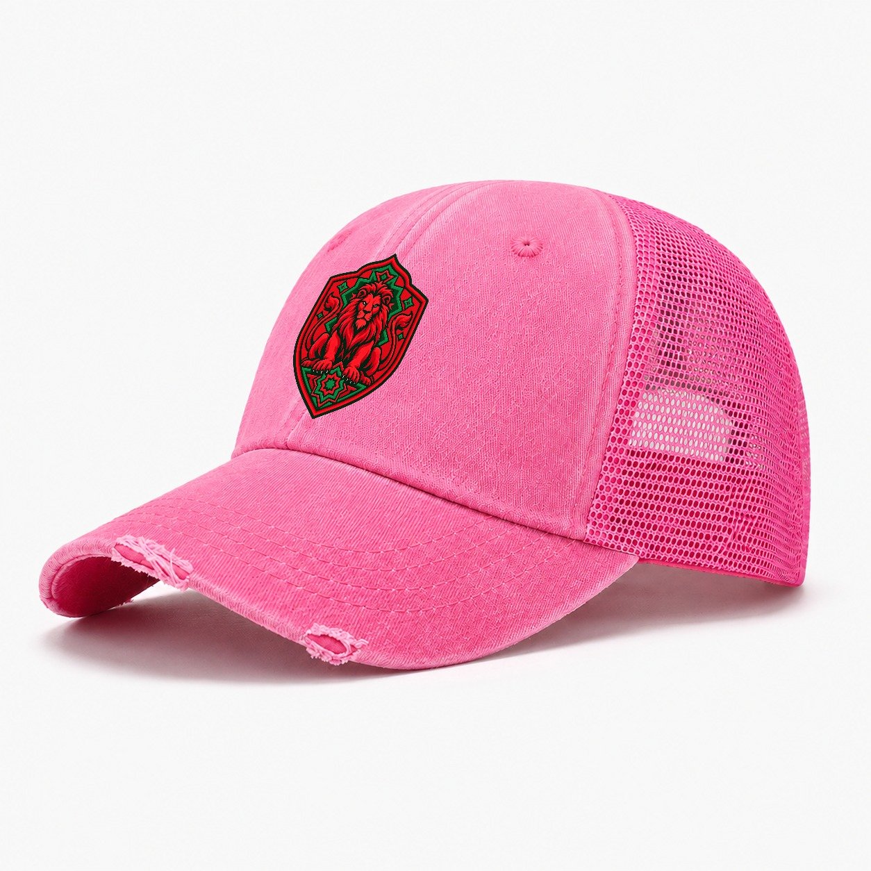 Morocco Minimal Emblem Country Logos Washed Trucker Hat – Rose