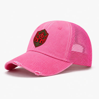 Morocco Minimal Emblem Country Logos Washed Trucker Hat – Rose