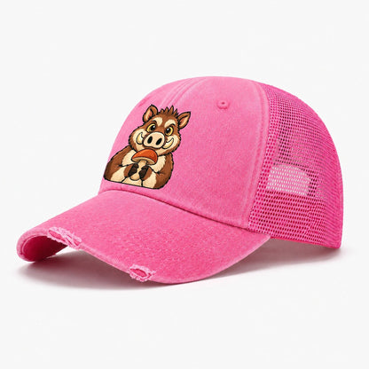 Boar Got There First Foraging And Mycology Washed Trucker Hat – Rose