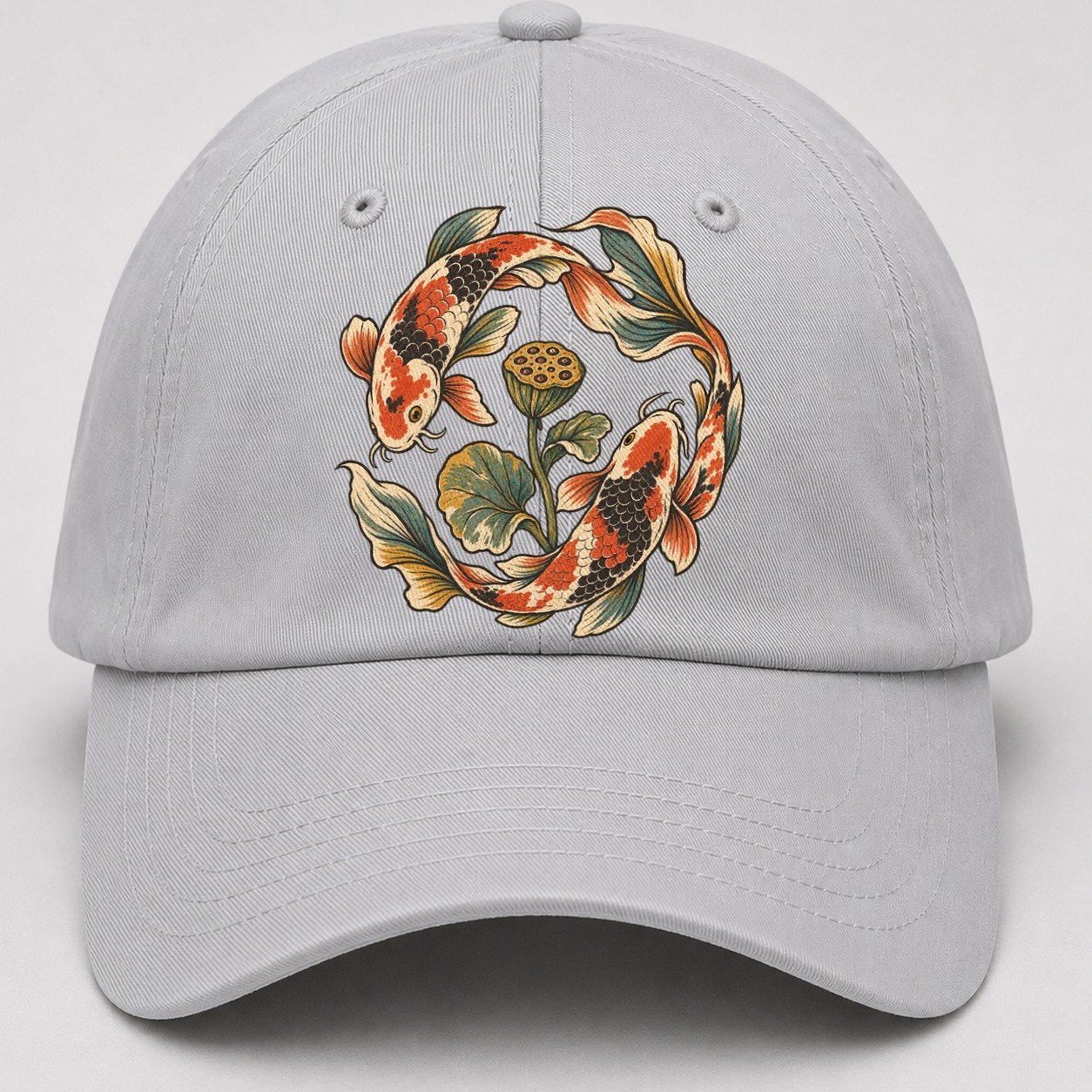 Koi Around Lotus Seedpod Gentle Wild Baseball Cap – Light Gray