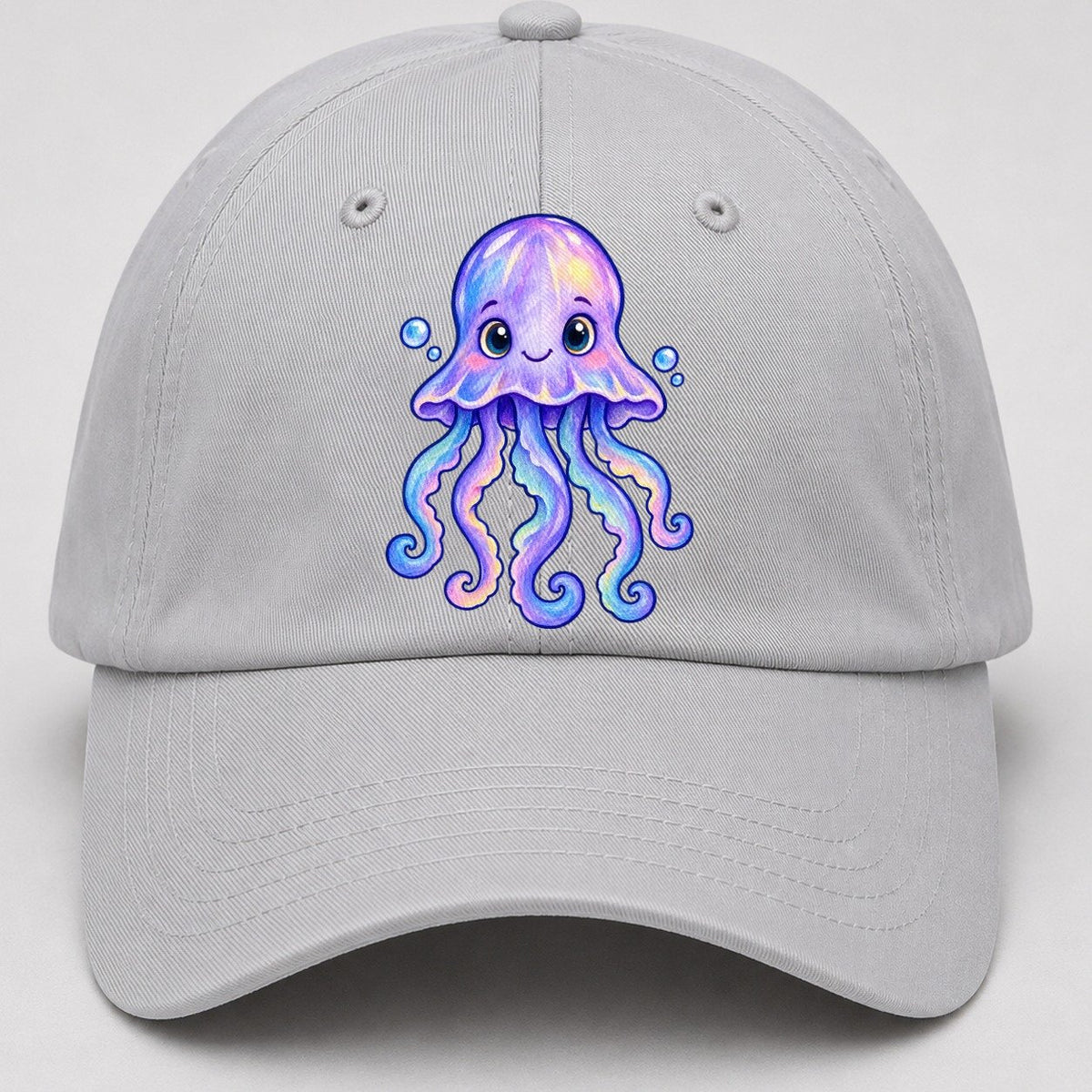 Jellyfish Front Glow Sea Sprite Baseball Cap – Light Gray
