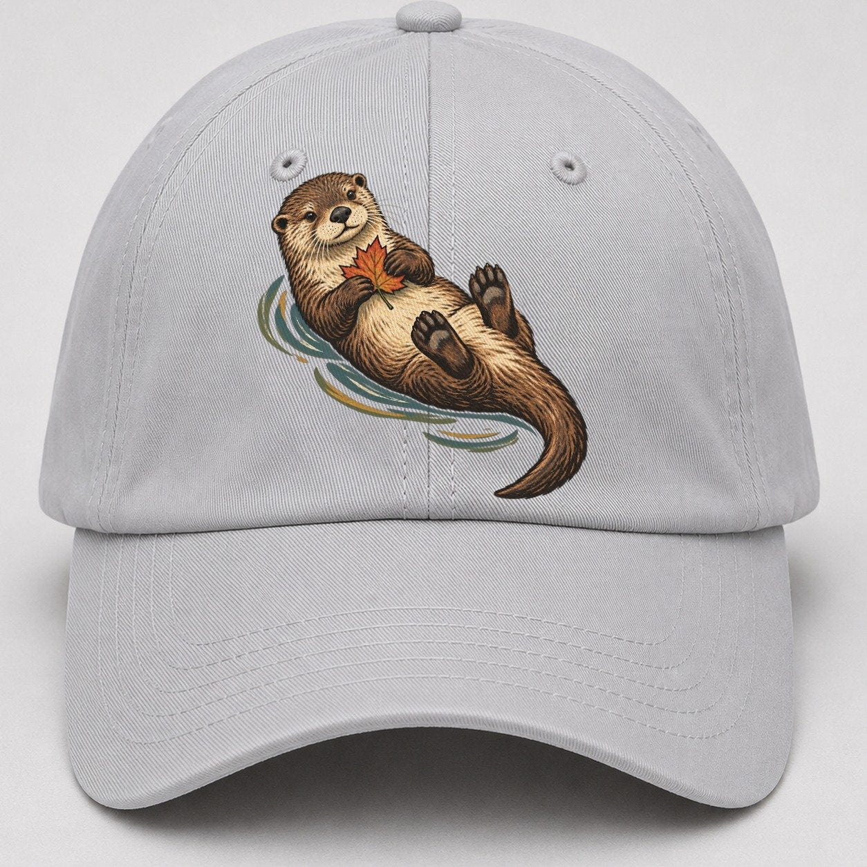 Otter Floating Leaf Gentle Wild Baseball Cap – Light Gray