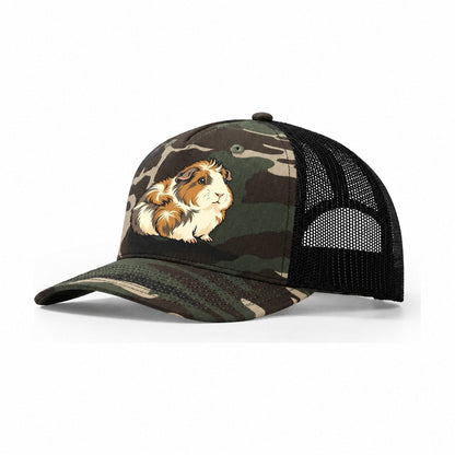 Guinea Pig Rosette Crown Small Pet Logos Trucker Hat – Woodland Camo Black