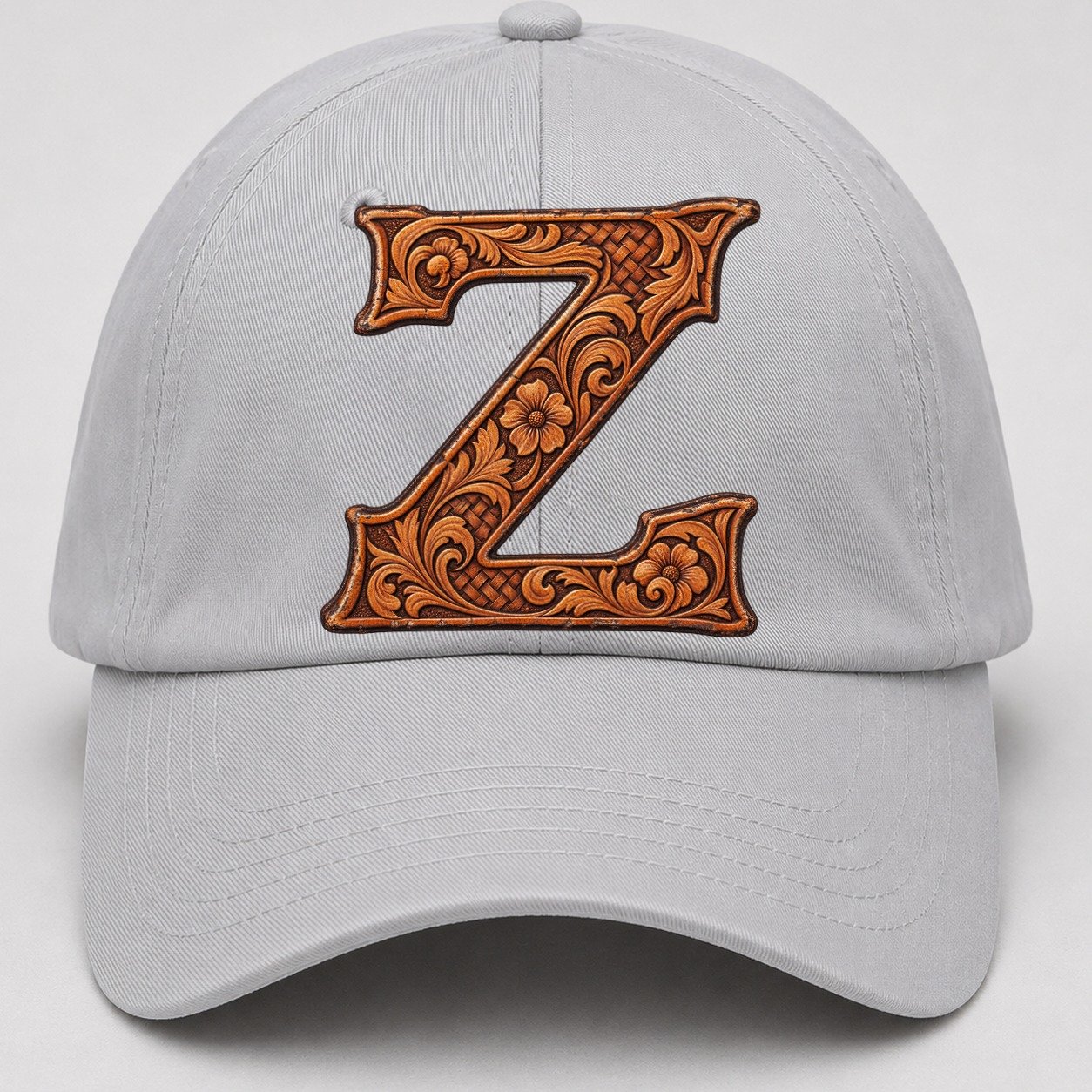 Tooled Leather Z Monogram Baseball Cap – Light Gray