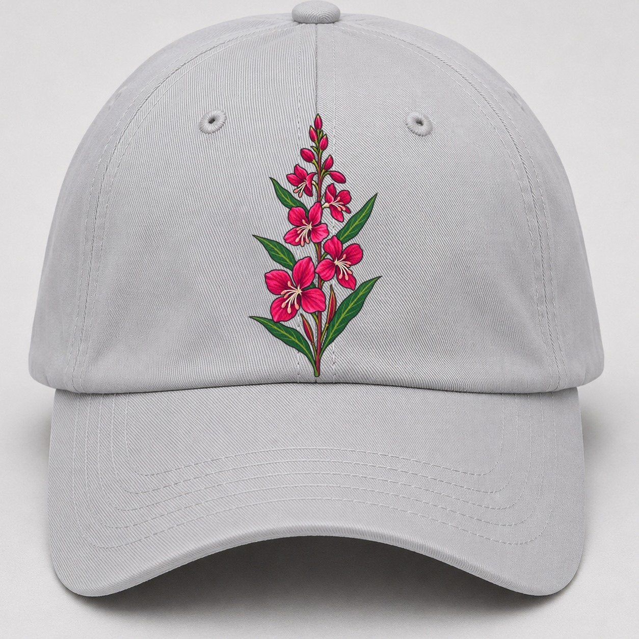 Yukon Fireweed Spike Canada Cultural Icons Baseball Cap – Light Gray