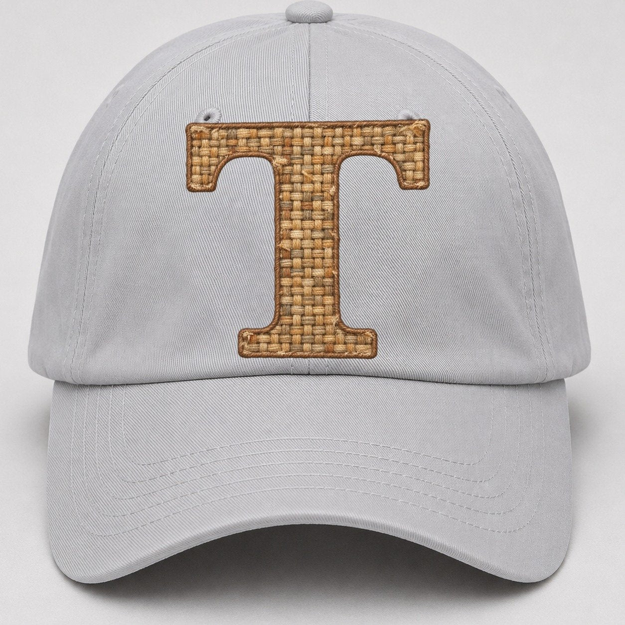Woven Tweed T Monogram Baseball Cap – Light Gray