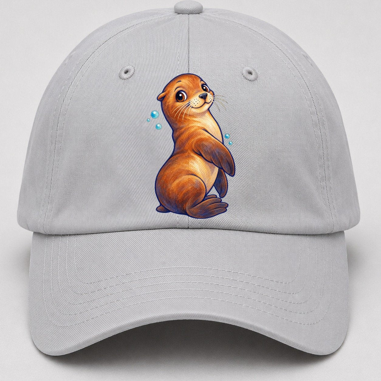Sea Lion Upright Twist Sea Sprite Baseball Cap – Light Gray