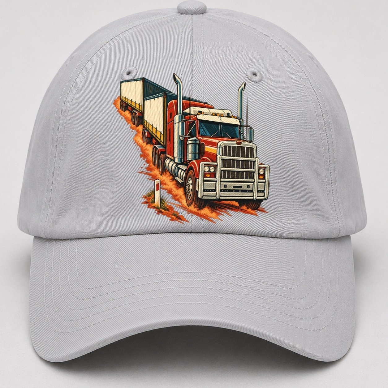 Generic Road Train And Red Dust Marker Australia Cultural Icons Baseball Cap – Light Gray