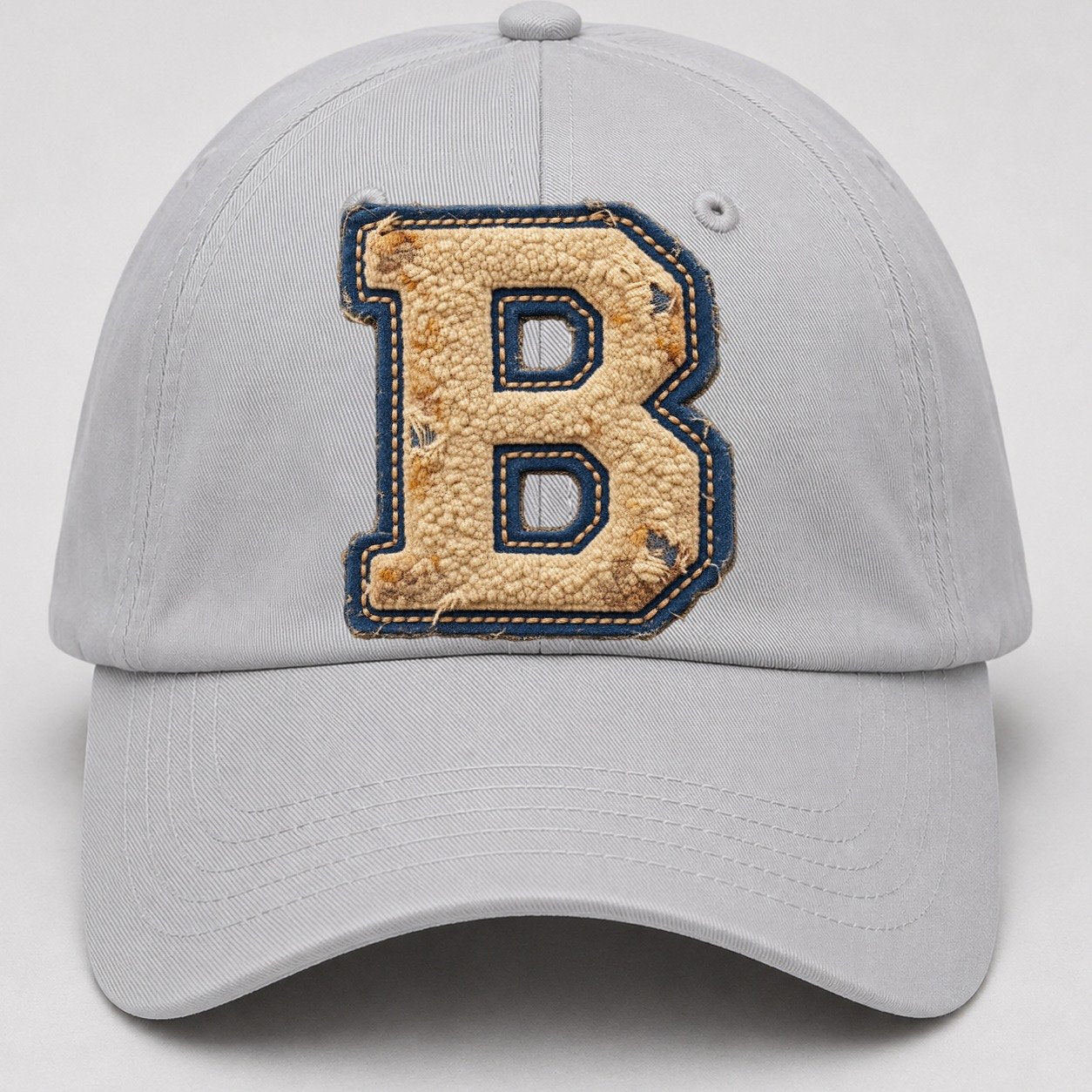Varsity Chenille B Monogram Baseball Cap – Light Gray