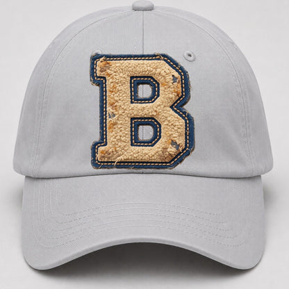 Varsity Chenille B Monogram Baseball Cap – Light Gray