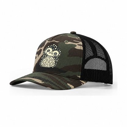 Penguin Pebble Trucker Hat – Woodland Camo Black