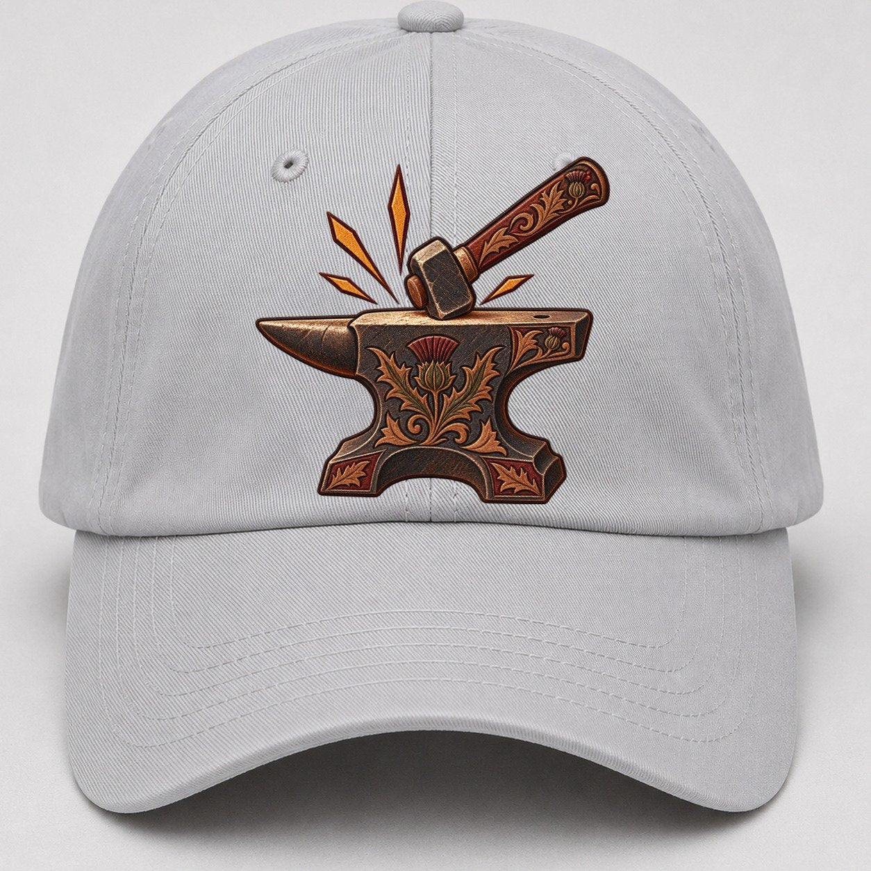Village Blacksmith Anvil And Hammer Uk Culture Heritage Baseball Cap – Light Gray