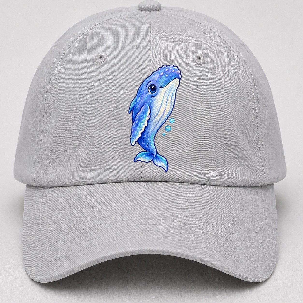 Humpback Whale Gentle Rise Sea Sprite Baseball Cap – Light Gray