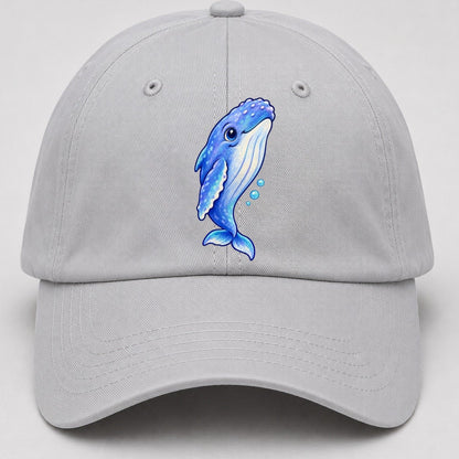 Humpback Whale Gentle Rise Sea Sprite Baseball Cap – Light Gray