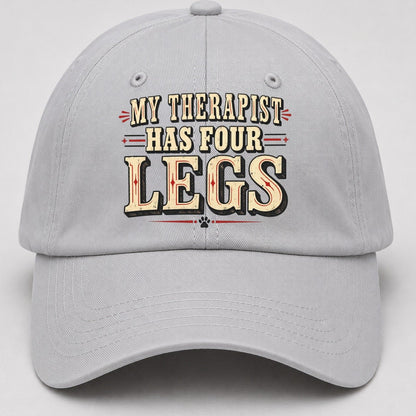 My Therapist Has Four Legs American Wit Baseball Cap – Light Gray