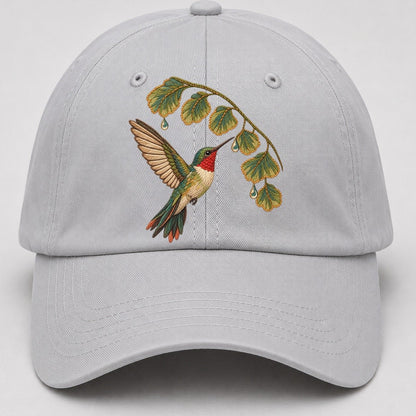 Fern Rain Hummingbird Gentle Wild Baseball Cap – Light Gray