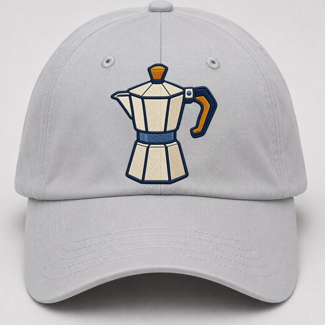 Moka Coffee Pot Tiny Solo Marks Baseball Cap – Light Gray