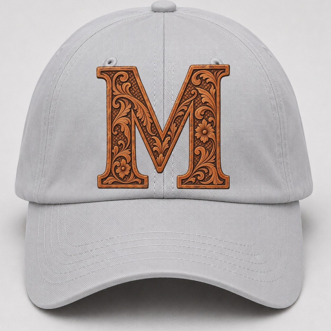 Tooled Leather M Monogram Baseball Cap – Light Gray