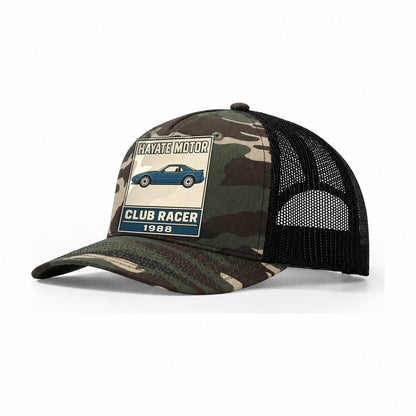 Hayabusa Club Racer Showa Speed Plates Trucker Hat – Woodland Camo Black