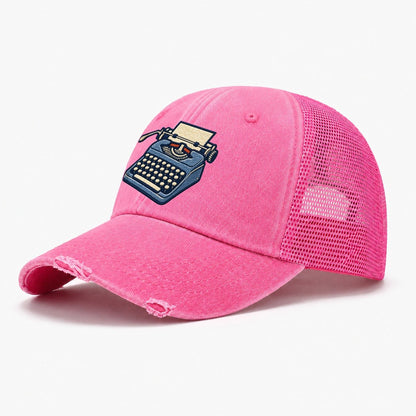 Manual Typewriter Tiny Solo Marks Washed Trucker Hat – Rose