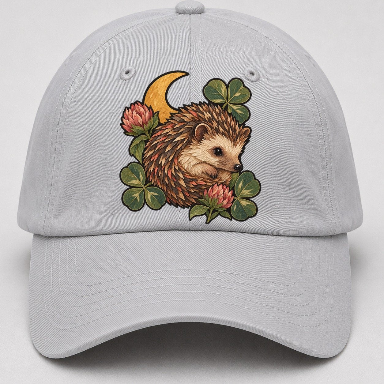 Hedgehog Moon Clover Gentle Wild Baseball Cap – Light Gray