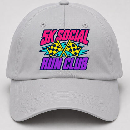 5K Social Run Club 90S Running Clubs Baseball Cap – Light Gray