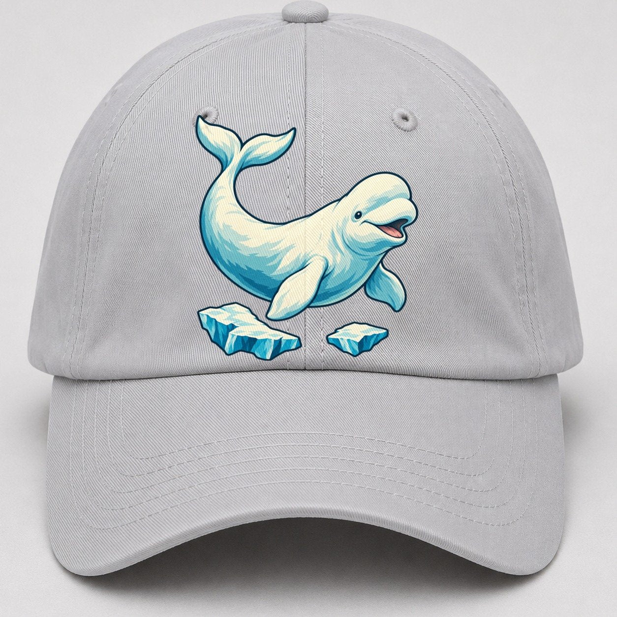 Beluga Whale And Floating Ice Canada Cultural Icons Baseball Cap – Light Gray