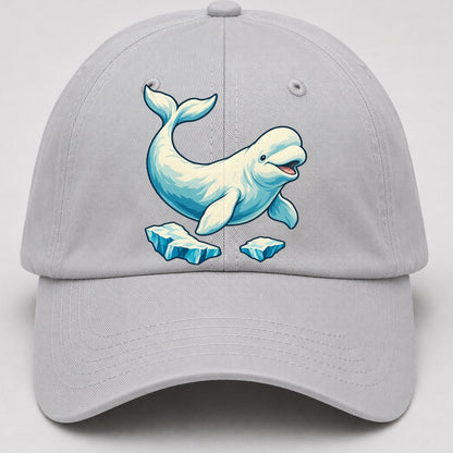 Beluga Whale And Floating Ice Canada Cultural Icons Baseball Cap – Light Gray