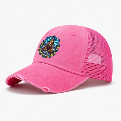Finland Heraldic Crest Country Logos Washed Trucker Hat – Rose