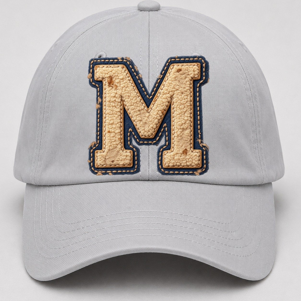 Varsity Chenille M Monogram Baseball Cap – Light Gray