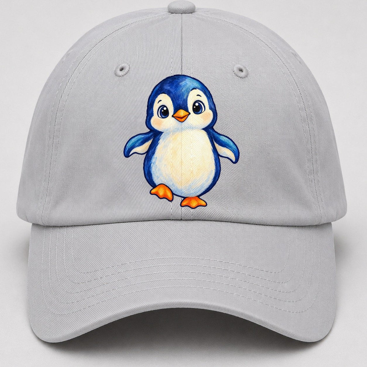Penguin Front Waddle Sea Sprite Baseball Cap – Light Gray