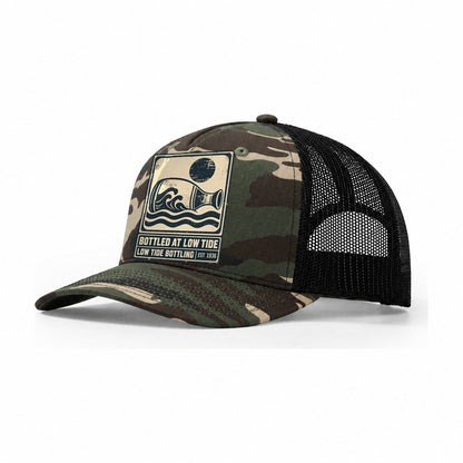 Low Tide Bottling Izakaya Rules Trucker Hat – Woodland Camo Black