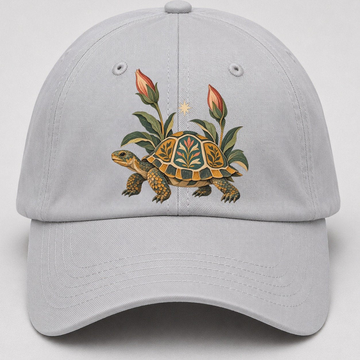 Tortoise Night Garden Gentle Wild Baseball Cap – Light Gray