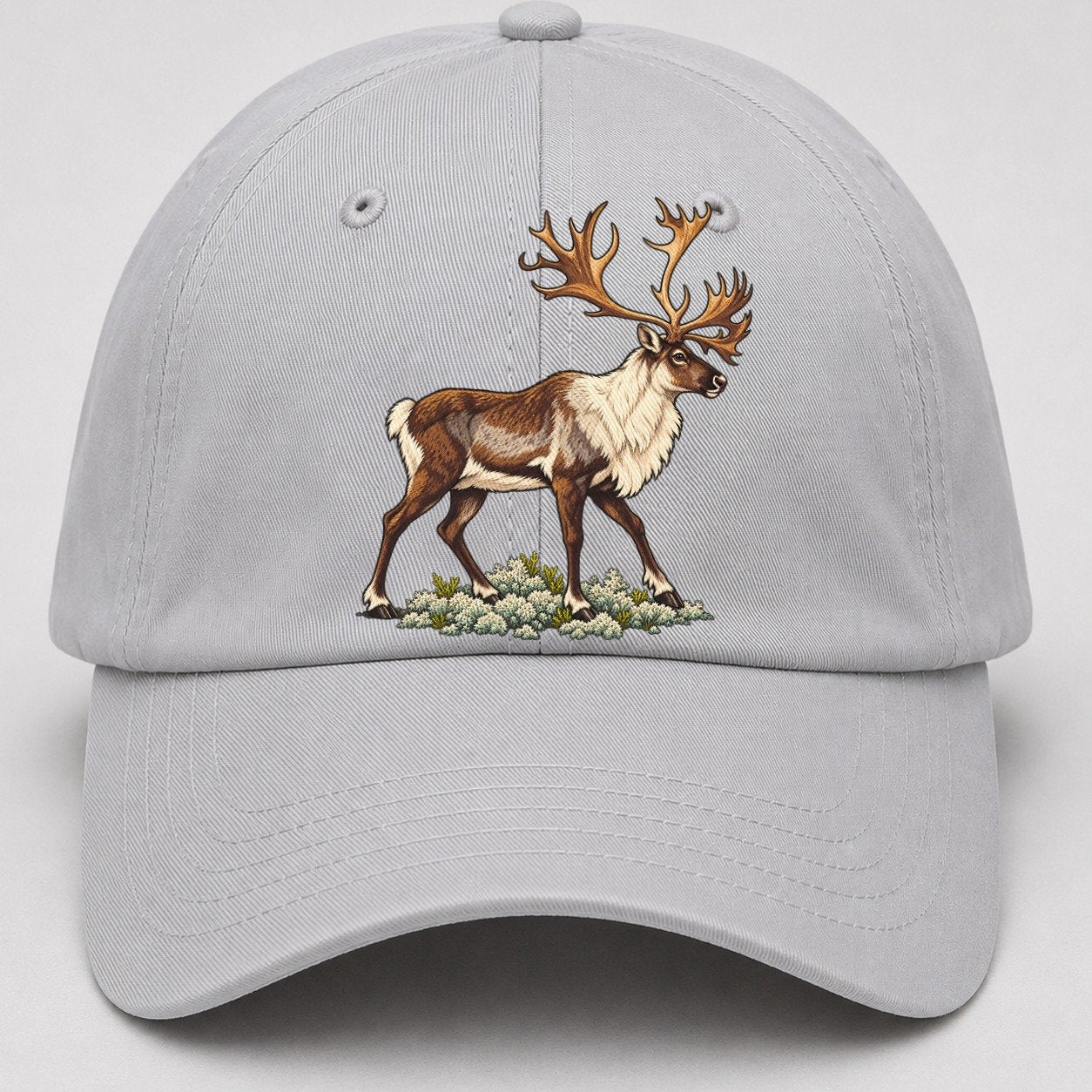 Woodland Caribou And Reindeer Lichen Canada Cultural Icons Baseball Cap – Light Gray