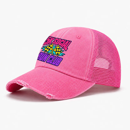 5K Social Run Club 90S Running Clubs Washed Trucker Hat – Rose