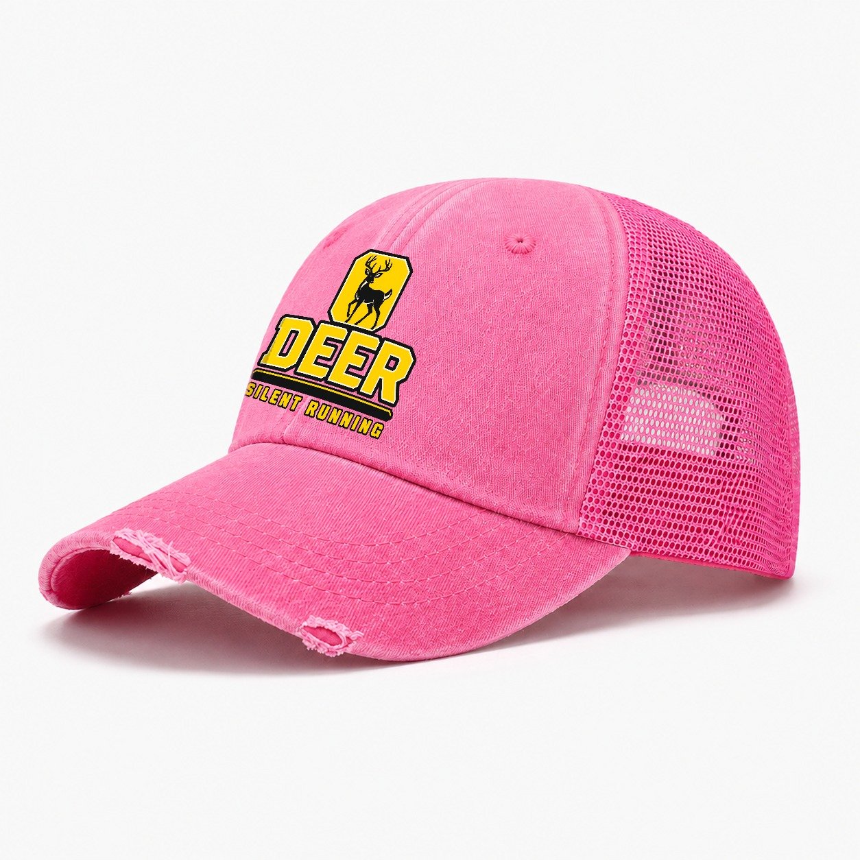 Deer Silent Running Heavy Duty Washed Trucker Hat – Rose