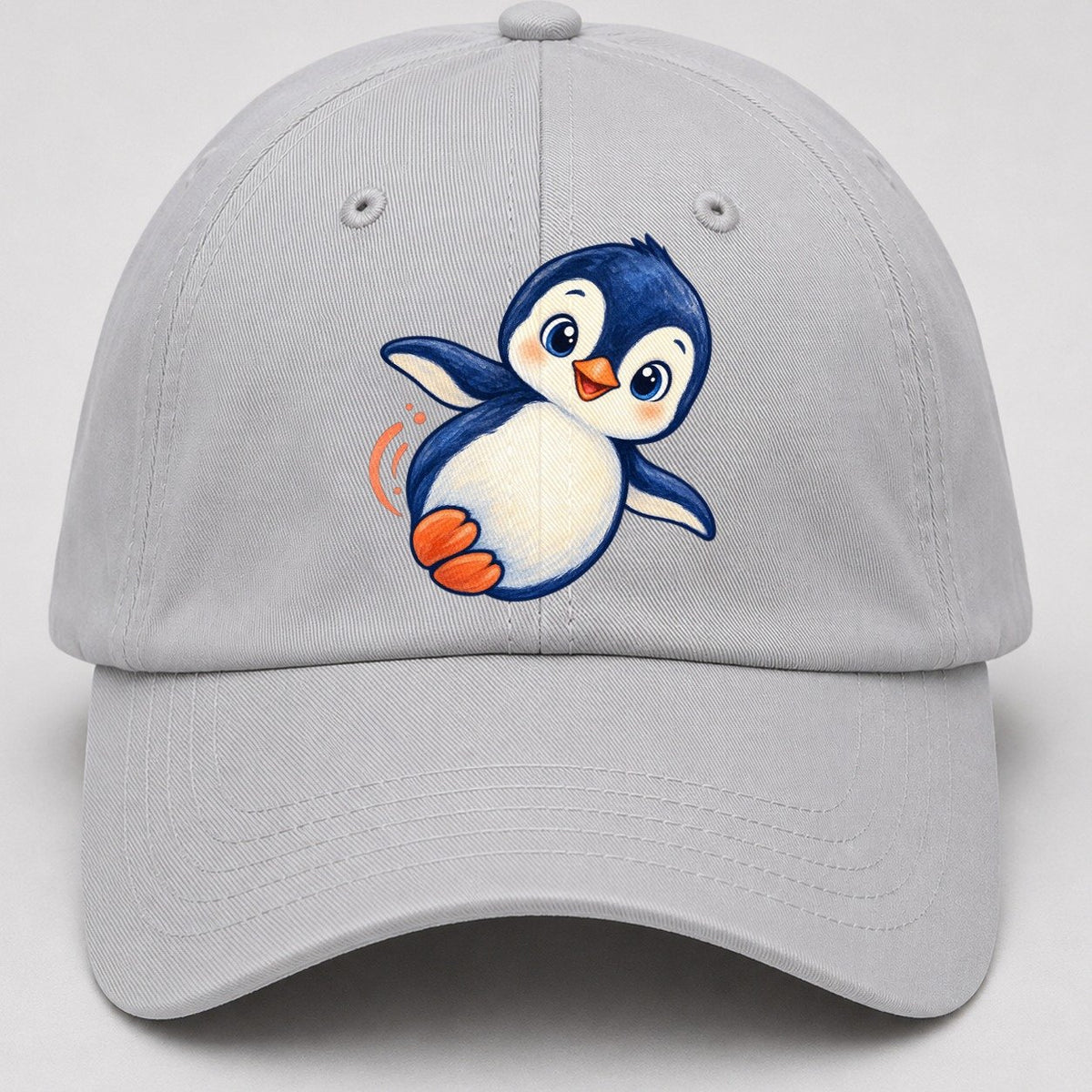 Penguin Side Slide Sea Sprite Baseball Cap – Light Gray
