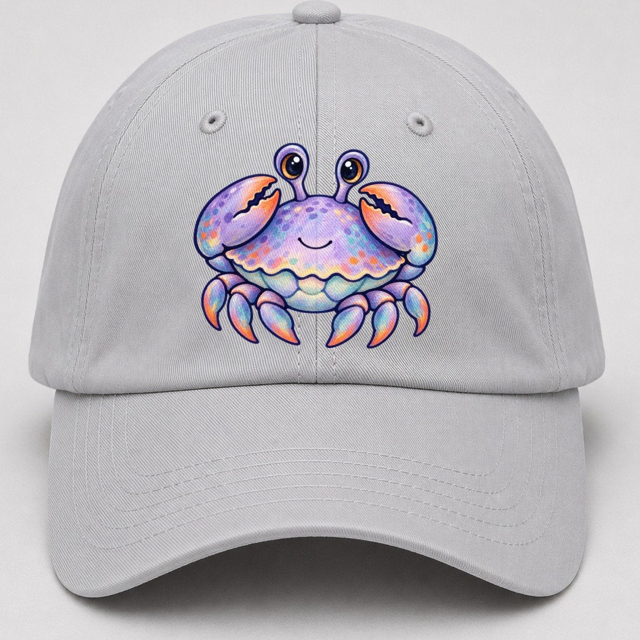Crab Tucked Claw Hug Sea Sprite Baseball Cap – Light Gray