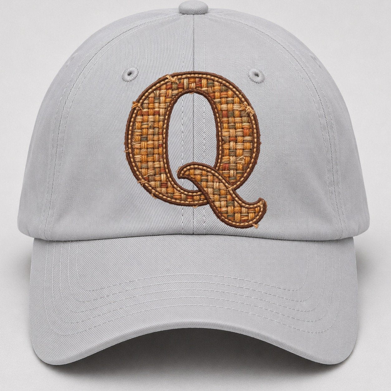 Woven Tweed Q Monogram Baseball Cap – Light Gray