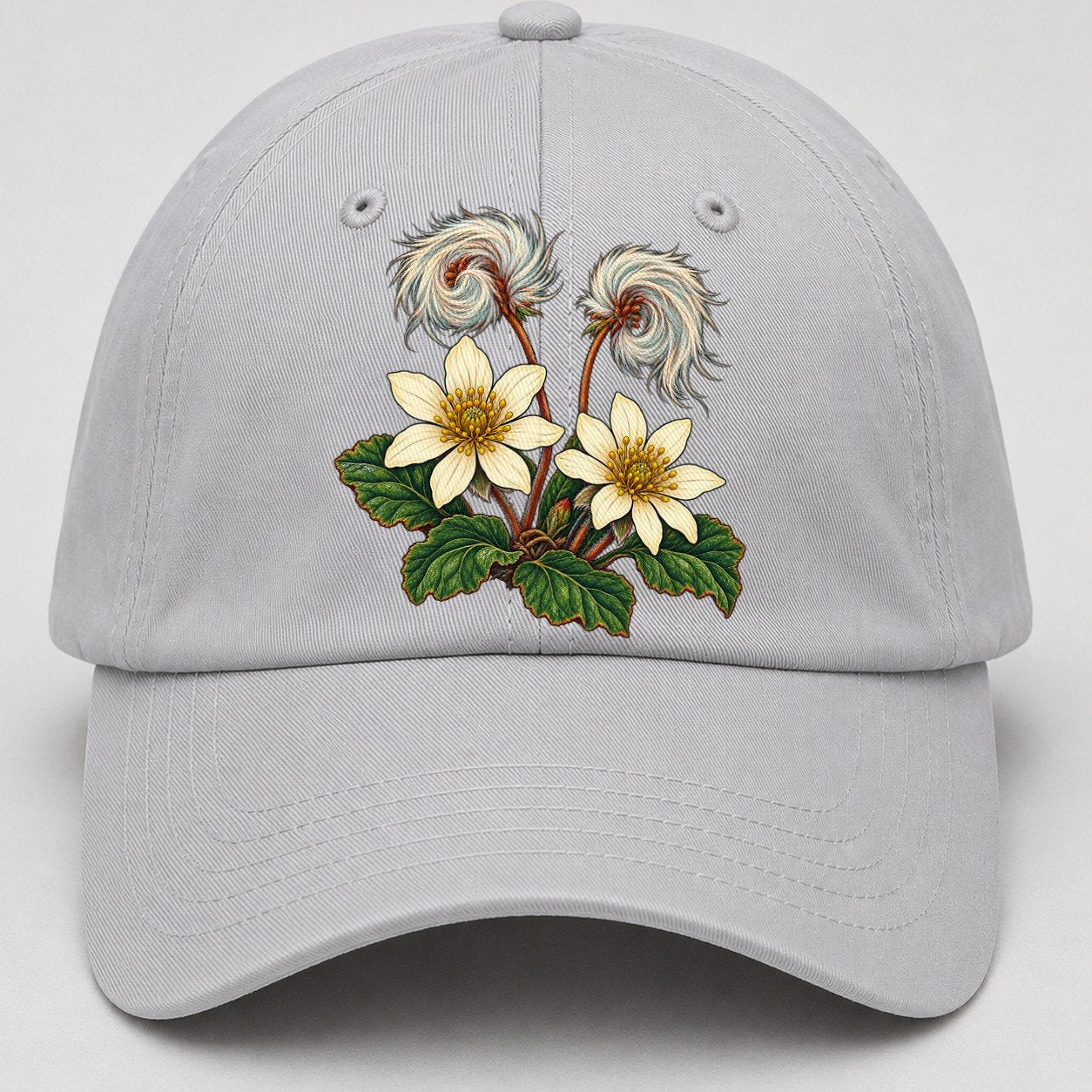 Northwest Territories Mountain Avens Canada Cultural Icons Baseball Cap – Light Gray